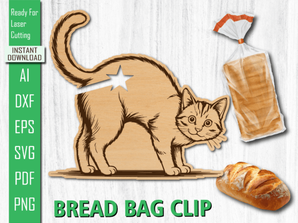 Animal Laser Cut Funny Cat Bread Clip for Laser Cutting and Other Art Amp