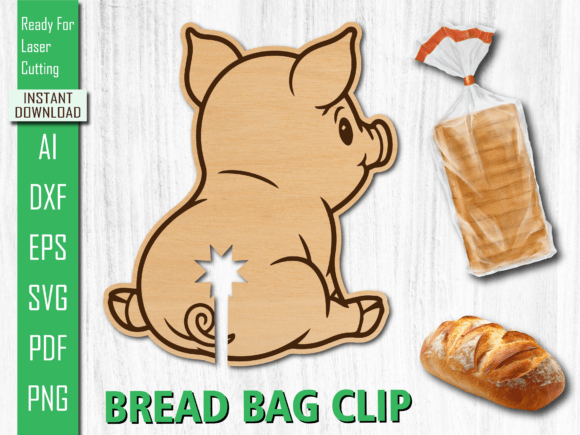 Animal Laser Cut Pig Bread Bag Clip SVG for Other Art Amp