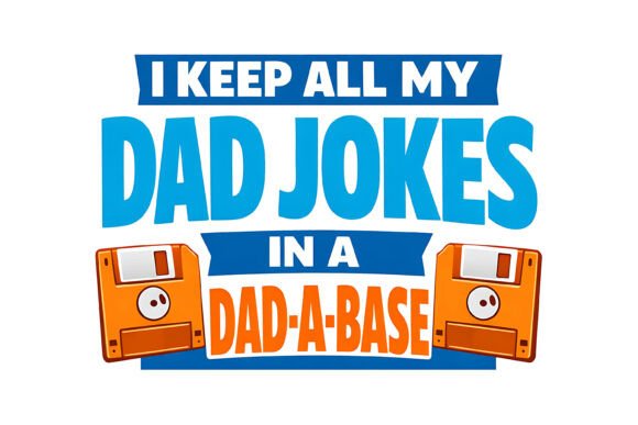 Dad Jokes in a Dad-a-Base Floppy SVG