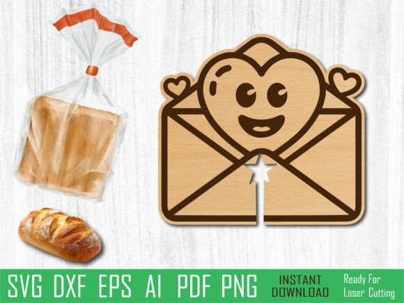 Envelope Bread Clip Laser Cut Design for Home Decor