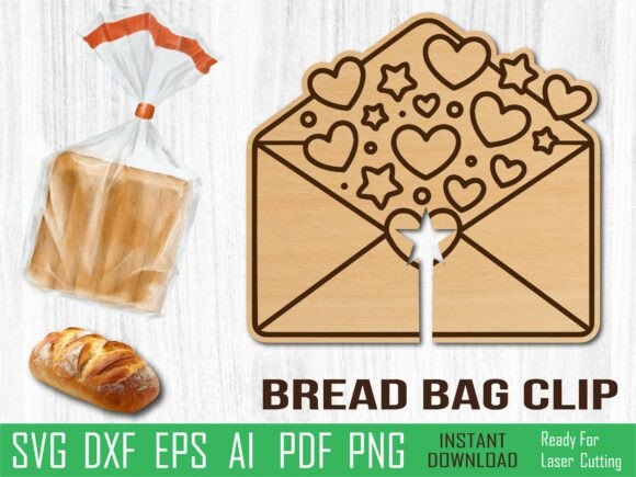 Envelope Hearts Bread Clip, Laser Cut for Web and Editorial Design