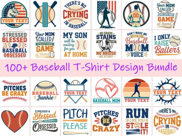 Funny Baseball T-Shirt Design Bundle for Local Branding