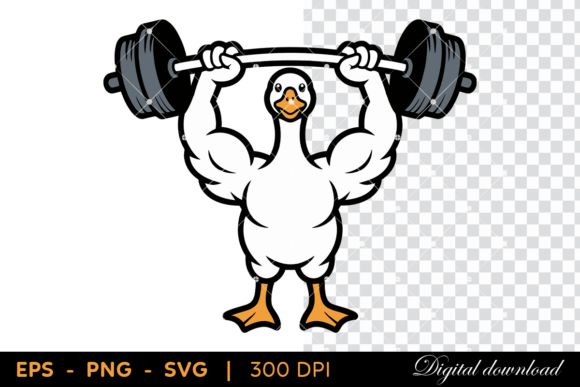 Funny Muscular Goose Lifting Weights Graphic