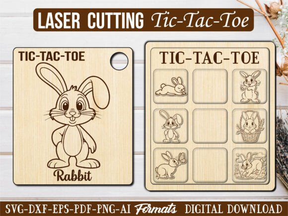 Funny Rabbit Tic Tac Toe Puzzle Game Graphics