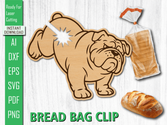 Jumping Bulldog Bread Bag Clip for Laser Cutting in Other Art Amp