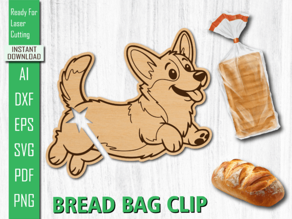 Lase Cut Running Corgi Bread Clip Crafts for Laser Cutting and Other Art Amp