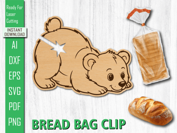 Laser Cut Animal Bear Bread Bag Clip for Other Art Amp