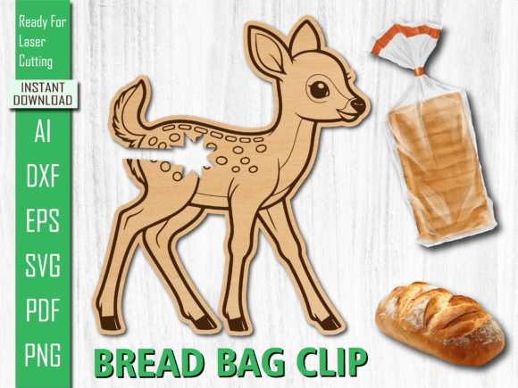 Laser Cut Animal Deer Bread Bag Clip for Other Art Amp
