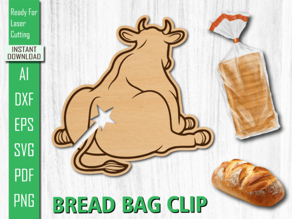 Laser Cut BackvCow Bread Bag Clip for Other Art Amp