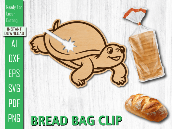 Laser Cut Bread Clip, Turtle Bread Clip for Branding and Packaging
