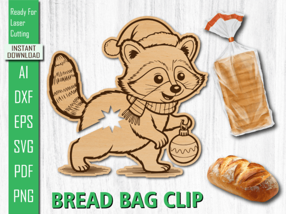 Laser Cut Cute Raccoon Bread Clip for Other Art Amp
