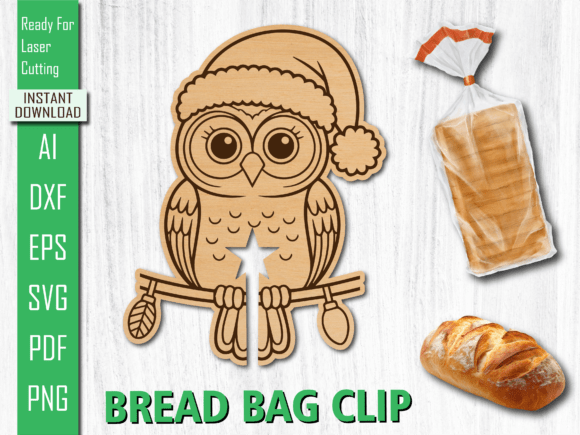 Laser Cut Cute Santa Hat Owl Bread Clip for Home Decor