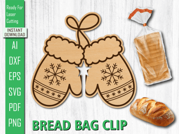 Laser Cut Cute Winter Mitten Bread Clip for Other Home Decor