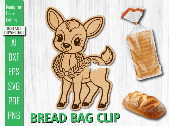 Laser Cut Deer Bread Clip for Home Decor