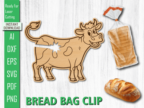 Laser Cut Funny Smile Cow Bread Bag Clip - Playful Design for Other Art Amp