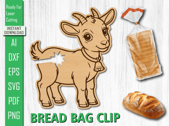 Laser Cut Goat Animal Bread Clip Crafts for Other Home Decor