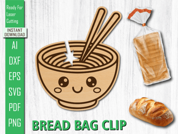 Laser Cut Noodles Bowl Bread Bag Clip for Home Decor
