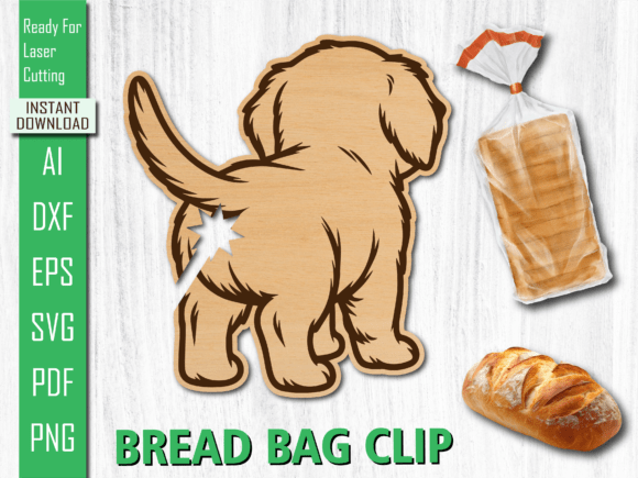 Laser Cut Puppy Back Dog Bread Bag Clip for Home Decor
