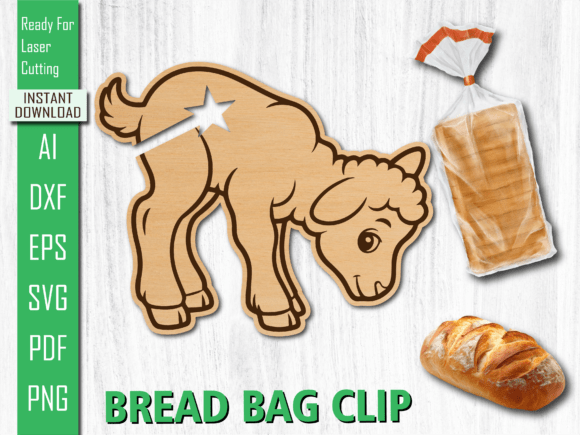 Laser Cut Sheep Bread Bag Clip for Creative Projects