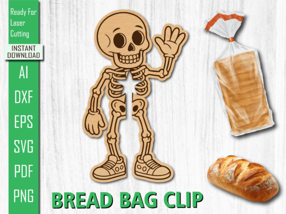 Laser Cut Skull Skeleton Bread Bag Clip for Other Art Amp