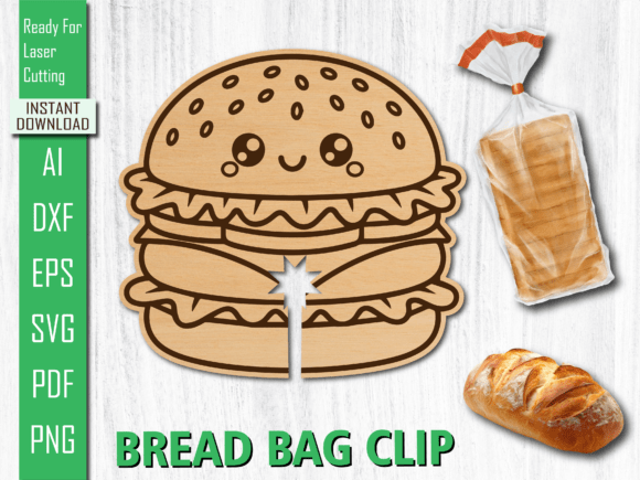 Laser Fast Food Burger Bread Bag Clip