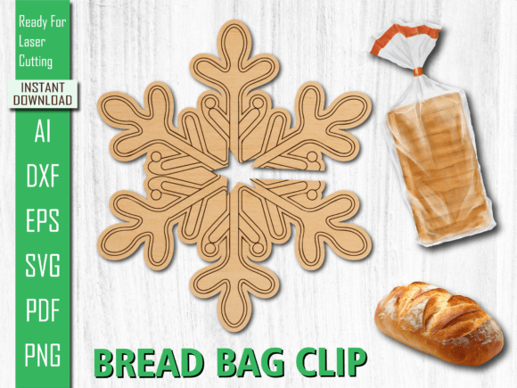 Laser Winter Snowflake Bread Bag Clip for Laser Cutting and Other Art Amp