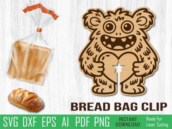 Monster Valentine Laser Cut, Bread Clip for Creative Projects