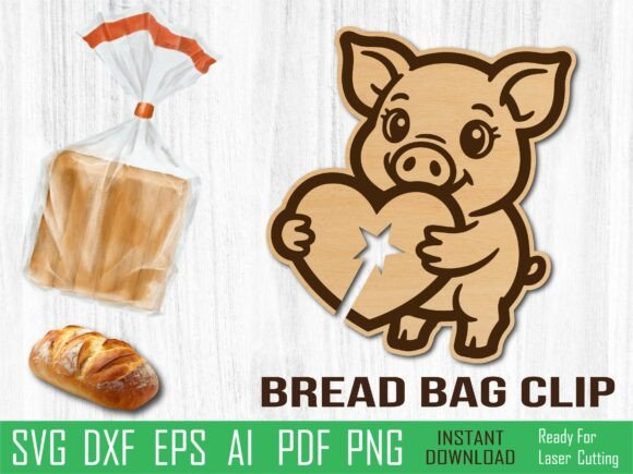 Pig Bread Clip Laser Cut for Other Art Amp