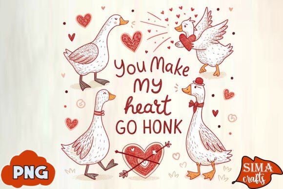 Valentines Goose Love Hand-Drawn SVG PNG for Marketing & Branding